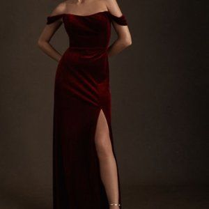 Jenny Yoo Issa Velvet Dress - Size 4- Dark Berry